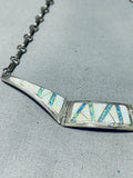 Delightful Jim Secatero Native American Navajo Synthetic Opal Sterling Silver Necklace-Nativo Arts