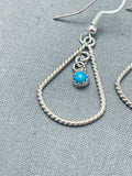 Hand Twisted Rope Vintage Native American Navajo Teardrop Turquoise Sterling Silver Earrings-Nativo Arts