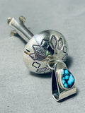 Rare Native American Navajo Signed Spiderweb Turquoise Sterling Silver Blossom Pendant-Nativo Arts