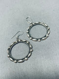 Amazing Vintage Native American Navajo Sterling Silver Beads Hoop Earrings-Nativo Arts