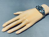 Gorgy! 6 Inch Wrist Vintage Native American Zuni Turquoise Inlay Sterling Silver Bracelet-Nativo Arts