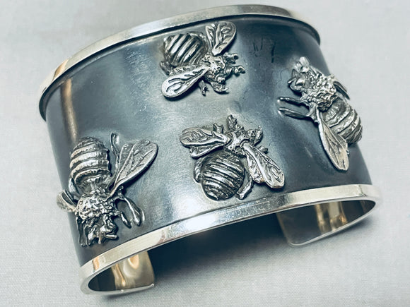 Swarm Of Bees!! Wider Sterling Silver Bracelet Cuff-Nativo Arts