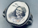 Completely Hand Carved Vintage Native American Navajo Sterling Silver Bracelet-Nativo Arts