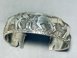 Ornamental Vintage Native American Navajo Sterling Silver Horses Bracelet Signed-Nativo Arts