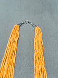 Light Orange Native American Navajo Heishi Sterling Silver Necklace-Nativo Arts