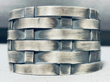 Fantastic Native American Navajo Sterling Silver Basket Weave Massive Bracelet-Nativo Arts