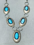 Gasp! Vintage Native American Navajo Domed Turquoise Sterling Silver Necklace-Nativo Arts