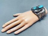 One Of The Best Vintage Native American Navajo Morenci Turquoise Sterling Silver Bracelet-Nativo Arts