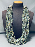 686 Grams Vintage Native American Navajo Green Turquoise Sterling Silver Tubule Necklace-Nativo Arts