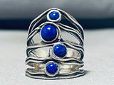 Unique Native American Navajo Lapis Sterling Silver Ring-Nativo Arts