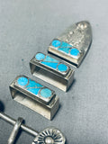 Very Old Vintage Native American Navajo Turquoise Inlay Sterling Silver Ranger Buckle Set-Nativo Arts