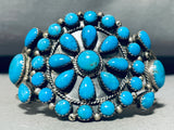 Stunner!! Vintage Native American Navajo Turquoise Cluster Sterling Silver Bracelet-Nativo Arts