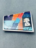 Important Vintage Native American Navajo Turquoise Sterling Silver Inlay Buckle-Nativo Arts