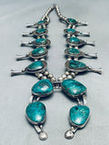 231 Grams Vintage Native American Navajo Chunk Turquoise Sterling Silver Squash Blossom Necklace-Nativo Arts