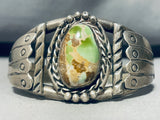 Gasp! Vintage Native American Navajo Green Turquoise Sterling Silver Bracelet Old-Nativo Arts