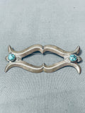 Marvelous Vintage Native American Navajo Turquoise Sterling Silver Pin-Nativo Arts