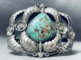 Heavy Vintage Native American Navajo 80 Grams Royston Turquoise Sterling Silve Rbracelet-Nativo Arts