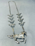 Super Intricate Vintage Native American Navajo Sterling Silver Horse Necklace-Nativo Arts