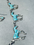 Intricate Horses Vintage Southwest Sterling Silver Turquoise Necklace-Nativo Arts