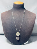 Cowskull Vintage Navajo Sterling Silver Feather Necklace-Nativo Arts