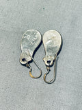 Cute Waterdrop Vintage Native American Zuni Turquoise Sterling Silver Inlay Earrings-Nativo Arts