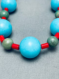 Huge Balls Of Turquoise Unique Santo Domingo Sterling Silver Necklace-Nativo Arts