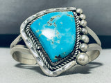 Astounding Vintage Native American Navajo Blue Gem Turquoise Sterling Silver Bracelet-Nativo Arts