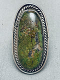 Massive Vintage Native American Navajo Green Turquoise Sterling Silver Ring-Nativo Arts