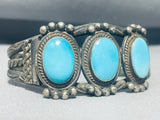 Sturdy Thicker Vintage Native American Navajo Domed Turquoise Sterling Silver Bracelet Cuff-Nativo Arts