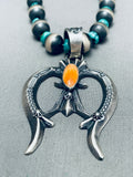 One Of The Most Unique Vintage Native American Navajo Turquoise Sterling Silver Naja Necklace-Nativo Arts