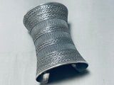 200 Gram 4 Inch Tall Vintage Sterling Silver Southwest Bracelet Cuff-Nativo Arts