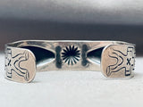1920's Vintage Native American Navajo Hand Tooled Sterling Silver Bracelet Cuff-Nativo Arts