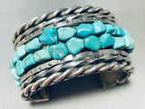 Unrivaled 97 Gram Vintage Native American Navajo Old Turquoise Sterling Silver Bracelet-Nativo Arts