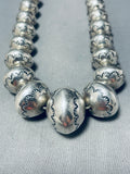 115 Grams Vintage Native American Navajo Hand Tooled Sterling Silver Bead Necklace-Nativo Arts