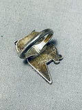 Whimsical Vintage Native American Zuni Blue Gem Turquoise Sterling Silver Owl Ring-Nativo Arts