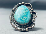 Superior Vintage Native American Navajo Sleeping Beauty Turquoise Sterling Silver Ring-Nativo Arts