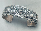 Heavy Hand Repoussed Sterling Silver Hand Tooled Bracelet Cuff-Nativo Arts
