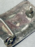 Rodney Hughte Vintage Native American Zuni Blue Gem Turquoise Sterling Silver Buckle-Nativo Arts