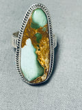 Signed Native American Navajo Royston Turquoise Sterling Silver Ring-Nativo Arts
