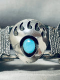 The Most Unique Vintage Native American Navajo Bearpaw Turquoise Sterling Silver Bracelet-Nativo Arts