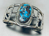 One Of The Best Vintage Native American Navajo Bisbee Turquoise Sterling Silver Bracelet-Nativo Arts