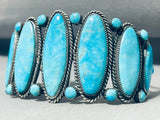 One Of Best Mid Century Vintage Native American Navajo Long Turquoise Sterling Silver Bracelet-Nativo Arts