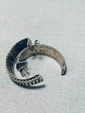 Traditional Vintage Native American Navajo Sterling Silver Rope Hoop Earrings-Nativo Arts