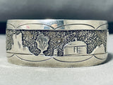 Fascinating Native American Navajo Sterling Silver Handcarved Storyteller Bracelet-Nativo Arts