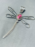 Signed Native American Navajo Purple Spiny Oyster Sterling Silver Dragonfly Pendant-Nativo Arts