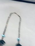 Native American Fascinating Vintage Zuni Jet Bear Fetish & Turquoise Sterling Silver Necklace-Nativo Arts