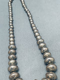 Signed Star Pattern Bead Vintage Native American Navajo Hand Tooled Sterling Silver Necklace-Nativo Arts
