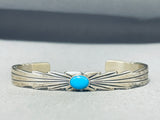 Special Vintage Native American Navajo Sleeping Beauty Turquoise Signed Sterling Silver Bracelet-Nativo Arts