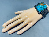 Special Piece!! One Best Samples Old Deposit Turquoise Vintage Native American Navajo Bracelet-Nativo Arts