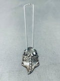 Symbolic Horned Toad Vintage Navajo Turquoise Sterling Silver Necklace-Nativo Arts